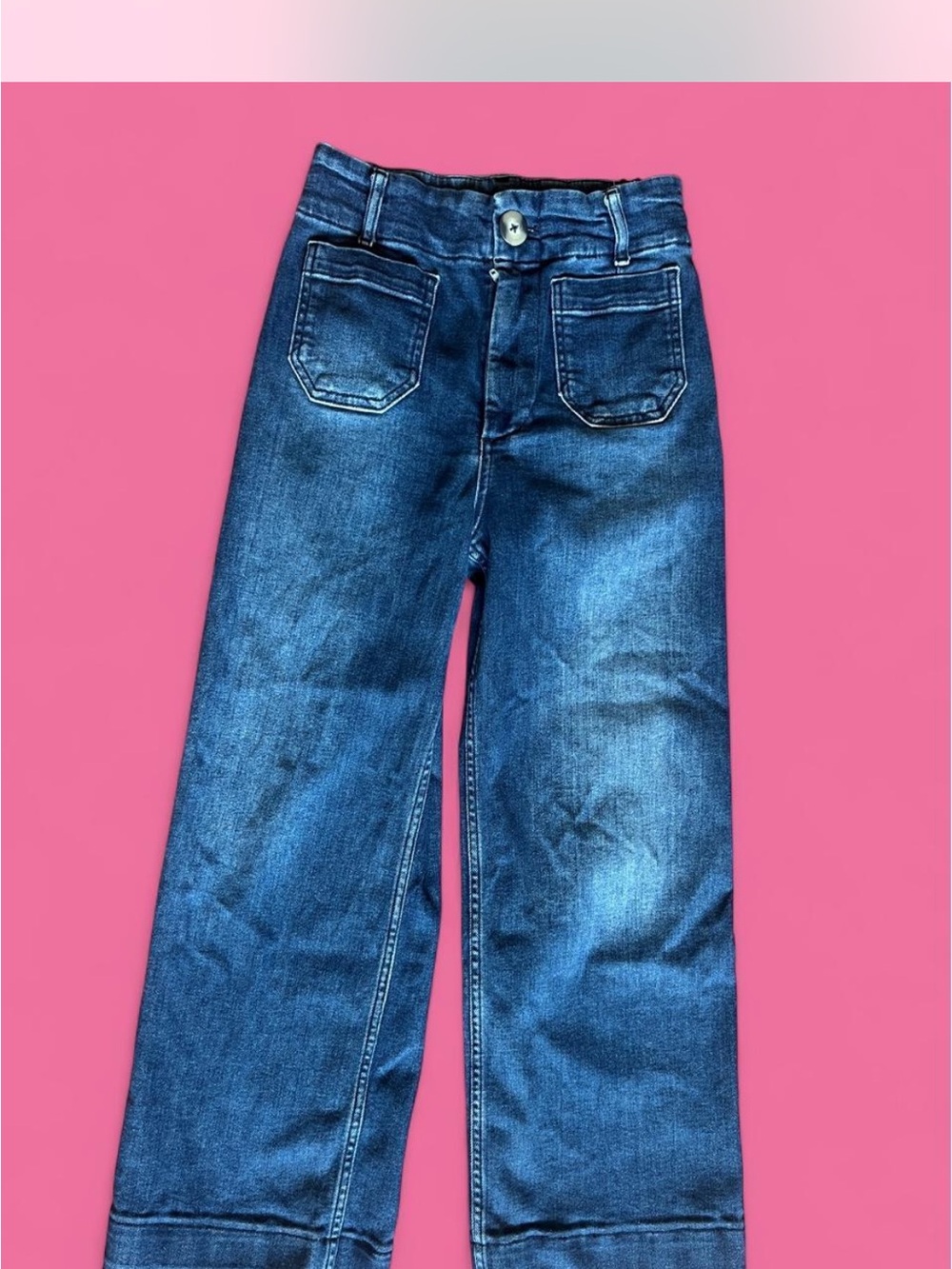 Maeve Wide-Leg Cropped Jeans in Dark Blue Wash - Picture 2 of 5